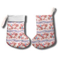 Monstera Tiare Plumeria Lei Pattern Christmas Stocking Red Version LT01 - Polynesian Pride