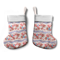Monstera Tiare Plumeria Lei Pattern Christmas Stocking Red Version LT01 - Polynesian Pride