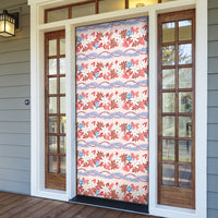 Monstera Tiare Plumeria Lei Pattern Door Cover Red Version LT01 - Polynesian Pride
