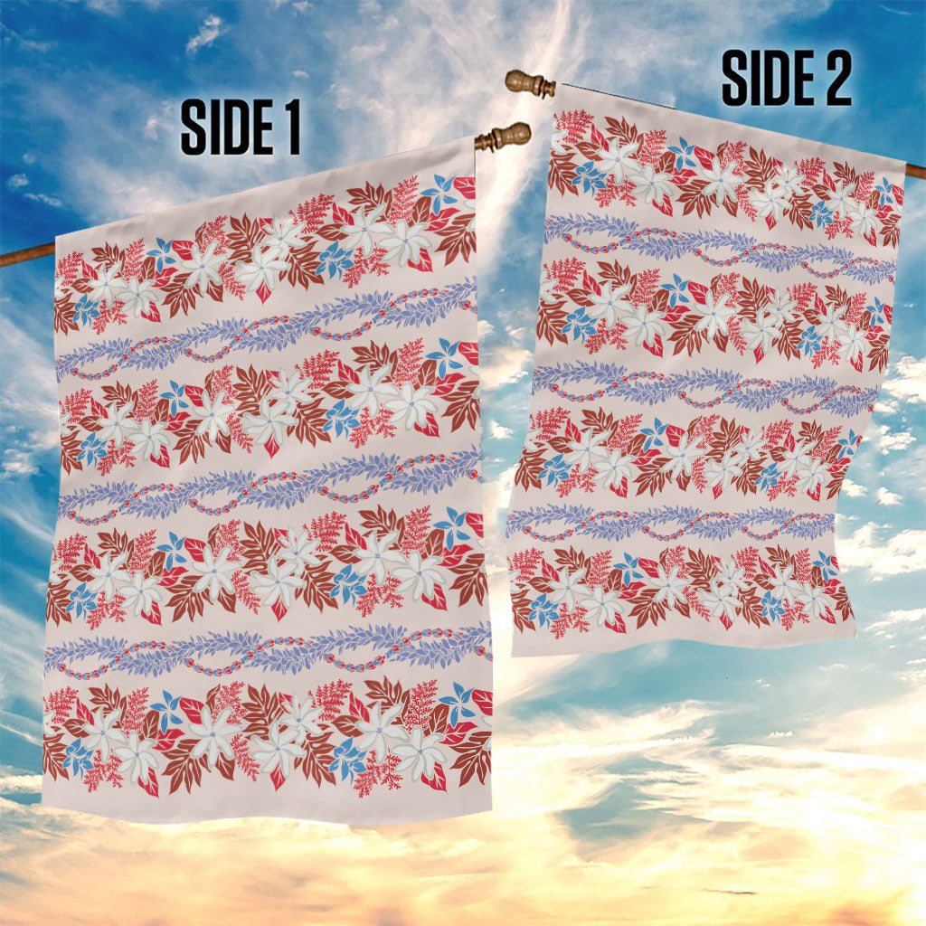 Monstera Tiare Plumeria Lei Pattern Garden Flag Red Version LT01 - Polynesian Pride