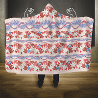 Monstera Tiare Plumeria Lei Pattern Hooded Blanket Red Version LT01 - Polynesian Pride