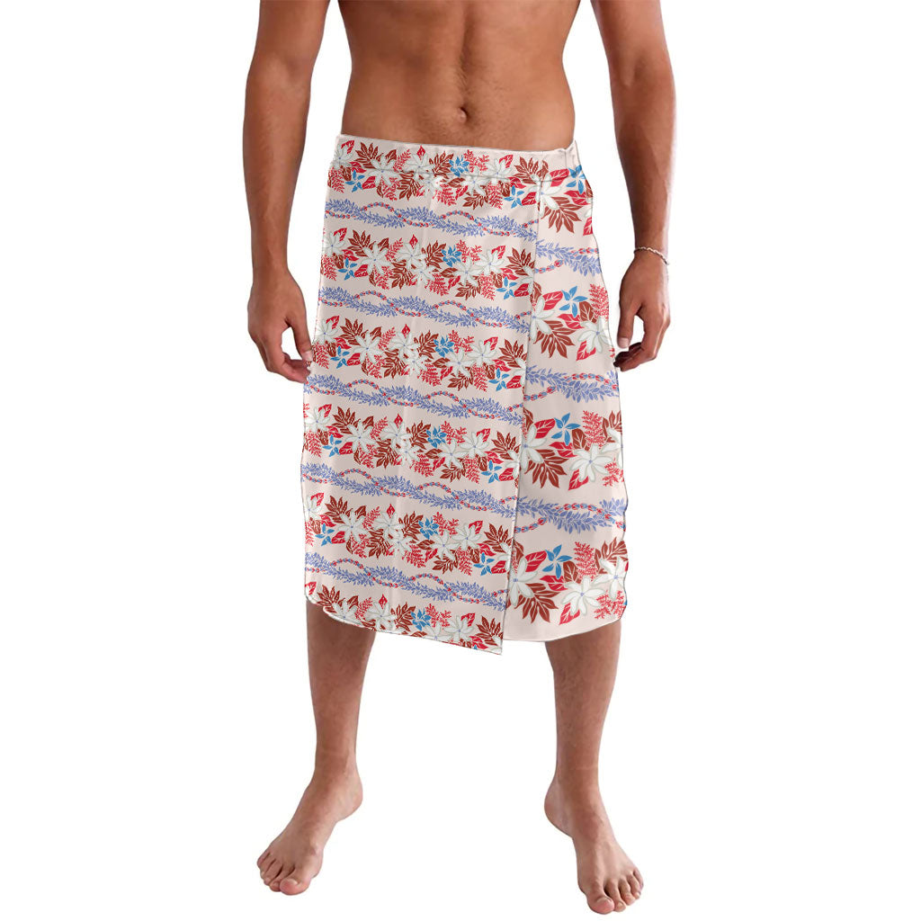 Monstera Tiare Plumeria Lei Pattern Lavalava Red Version LT01 Red - Polynesian Pride