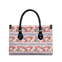 Monstera Tiare Plumeria Lei Pattern Leather Bag Red Version LT01 - Polynesian Pride