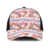 Monstera Tiare Plumeria Lei Pattern Mesh Trucker Cap Red Version LT01 One Size Black Red - Polynesian Pride