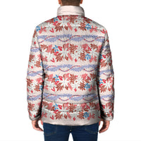 Monstera Tiare Plumeria Lei Pattern Padded Jacket Red Version