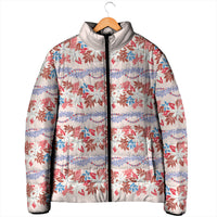 Monstera Tiare Plumeria Lei Pattern Padded Jacket Red Version