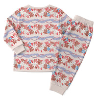 Monstera Tiare Plumeria Lei Pattern Christmas Pajama Set Red Version LT01 - Polynesian Pride