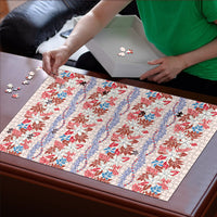 Monstera Tiare Plumeria Lei Pattern Puzzle Red Version LT01 - Polynesian Pride