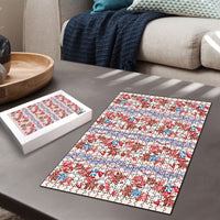 Monstera Tiare Plumeria Lei Pattern Puzzle Red Version LT01 - Polynesian Pride