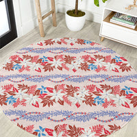 Monstera Tiare Plumeria Lei Pattern Round Carpet Red Version LT01 Red - Polynesian Pride