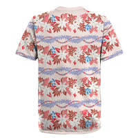 Monstera Tiare Plumeria Lei Pattern Rugby Jersey Red Version LT01 - Polynesian Pride