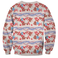 Monstera Tiare Plumeria Lei Pattern Sweatshirt Red Version LT01 - Polynesian Pride