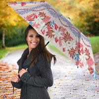 Monstera Tiare Plumeria Lei Pattern Umbrella Red Version LT01 - Polynesian Pride