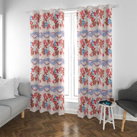 Monstera Tiare Plumeria Lei Pattern Window Curtain Red Version LT01 With Grommets Red - Polynesian Pride
