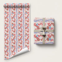 Monstera Tiare Plumeria Lei Pattern Wrapping Paper Red Version LT01 58" × 23" Red - Polynesian Pride