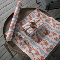 Monstera Tiare Plumeria Lei Pattern Wrapping Paper Red Version LT01 - Polynesian Pride