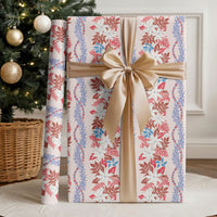 Monstera Tiare Plumeria Lei Pattern Wrapping Paper Red Version LT01 - Polynesian Pride