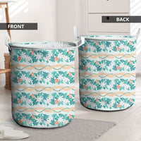 Monstera Tiare Plumeria Lei Pattern Laundry Basket Teal Version LT01 - Polynesian Pride