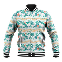 Monstera Tiare Plumeria Lei Pattern Baseball Jacket Teal Version LT01 Unisex Teal - Polynesian Pride