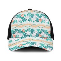 Monstera Tiare Plumeria Lei Pattern Baseball Net Cap Teal Version LT01 One Size Black Teal - Polynesian Pride