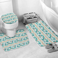 Monstera Tiare Plumeria Lei Pattern Bathroom Set Teal Version