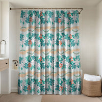 Monstera Tiare Plumeria Lei Pattern Bathroom Set Teal Version