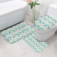 Monstera Tiare Plumeria Lei Pattern Bathroom Set Teal Version