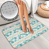 Monstera Tiare Plumeria Lei Pattern Bathroom Set Teal Version