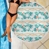 Monstera Tiare Plumeria Lei Pattern Beach Blanket Teal Version LT01 - Polynesian Pride