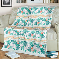 Monstera Tiare Plumeria Lei Pattern Blanket Teal Version LT01 - Polynesian Pride