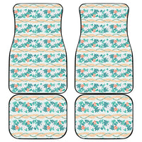 Monstera Tiare Plumeria Lei Pattern Car Mats Teal Version LT01 - Polynesian Pride