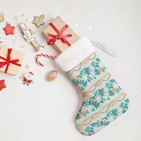 Monstera Tiare Plumeria Lei Pattern Christmas Stocking Teal Version LT01 - Polynesian Pride