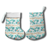Monstera Tiare Plumeria Lei Pattern Christmas Stocking Teal Version LT01 - Polynesian Pride