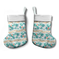 Monstera Tiare Plumeria Lei Pattern Christmas Stocking Teal Version LT01 - Polynesian Pride