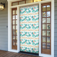 Monstera Tiare Plumeria Lei Pattern Door Cover Teal Version LT01 - Polynesian Pride