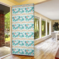 Monstera Tiare Plumeria Lei Pattern Door Cover Teal Version LT01 - Polynesian Pride