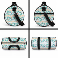 Monstera Tiare Plumeria Lei Pattern Duffle Bag Teal Version