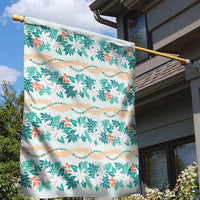 Monstera Tiare Plumeria Lei Pattern Garden Flag Teal Version LT01 - Polynesian Pride