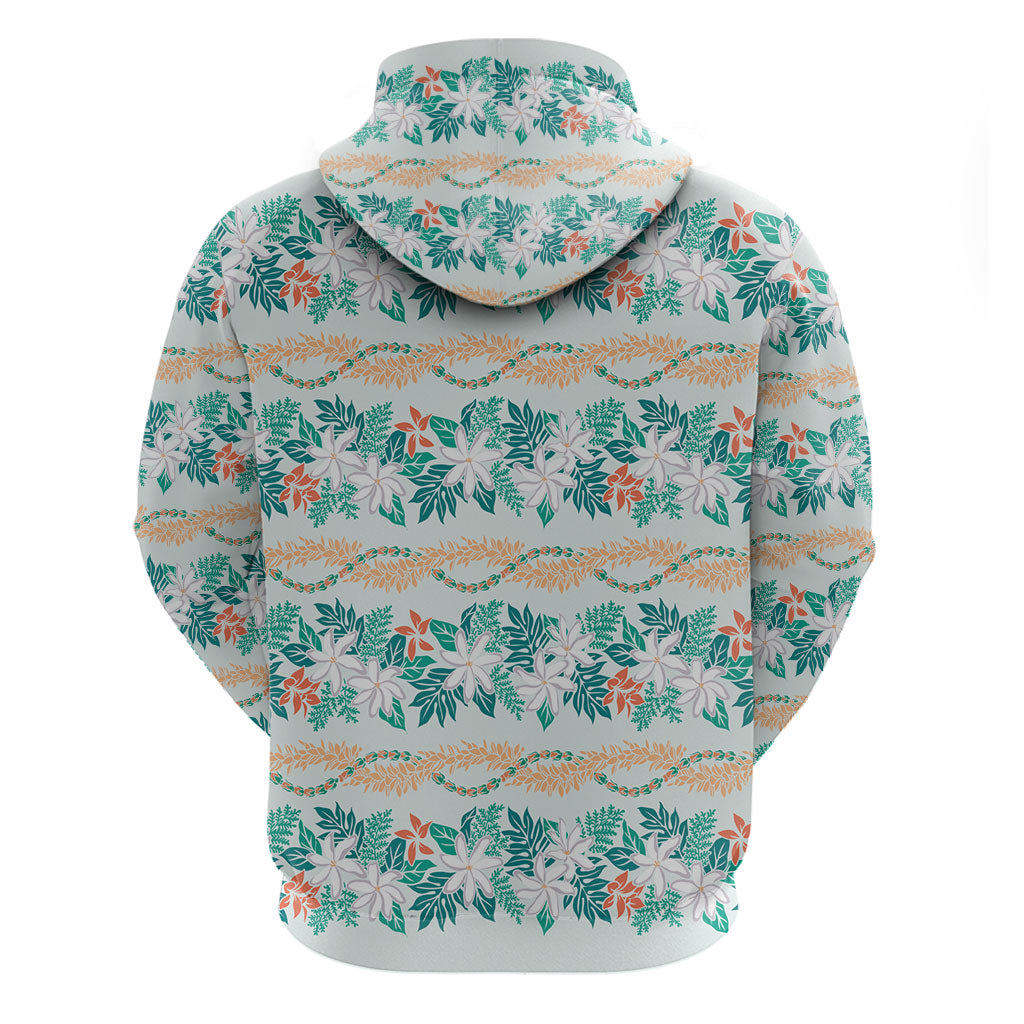 Monstera Tiare Plumeria Lei Pattern Hoodie Teal Version LT01 - Polynesian Pride