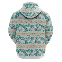 Monstera Tiare Plumeria Lei Pattern Hoodie Teal Version LT01 - Polynesian Pride