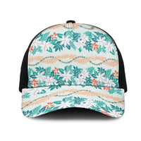 Monstera Tiare Plumeria Lei Pattern Mesh Trucker Cap Teal Version LT01 One Size Black Teal - Polynesian Pride