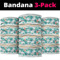 Monstera Tiare Plumeria Lei Pattern Neck Gaiter Teal Version LT01 package One Size: 25*50cm Teal - Polynesian Pride
