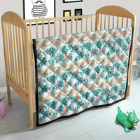 Monstera Tiare Plumeria Lei Pattern Quilt Teal Version