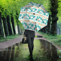 Monstera Tiare Plumeria Lei Pattern Umbrella Teal Version LT01 - Polynesian Pride