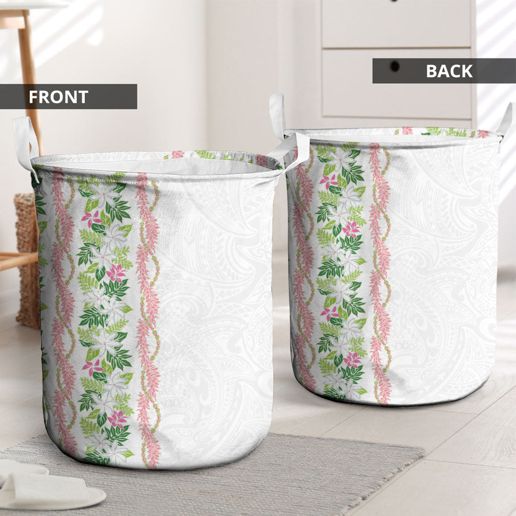 Monstera Tiare Plumeria Laundry Basket Green Polynesian Pattern LT01 - Polynesian Pride