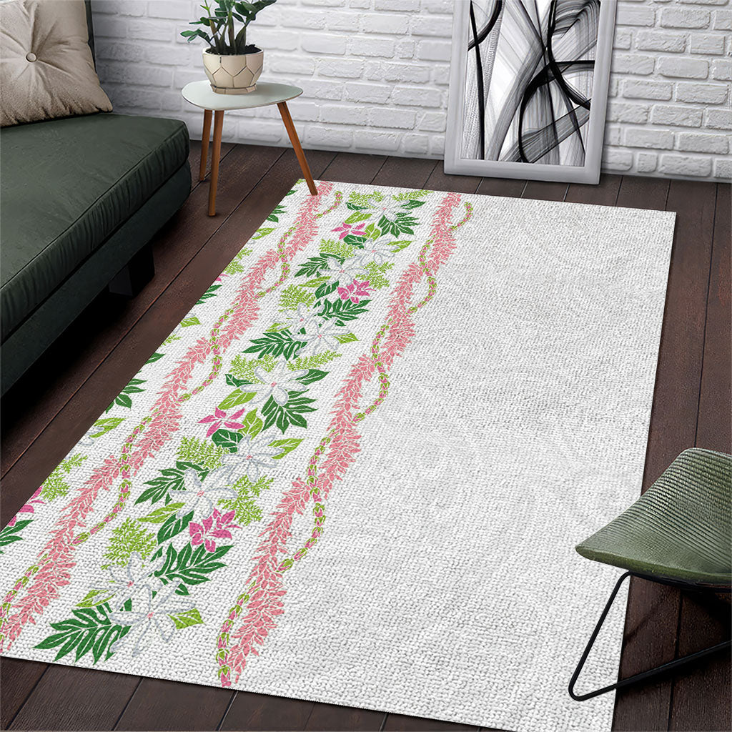 Monstera Tiare Plumeria Area Rug Green Polynesian Pattern LT01 Green - Polynesian Pride
