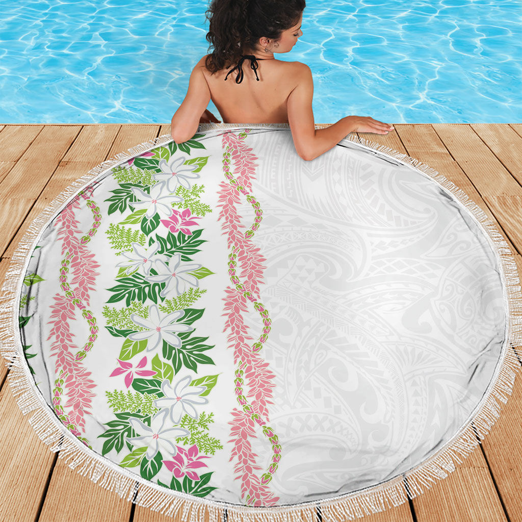 Monstera Tiare Plumeria Beach Blanket Green Polynesian Pattern LT01 - Polynesian Pride