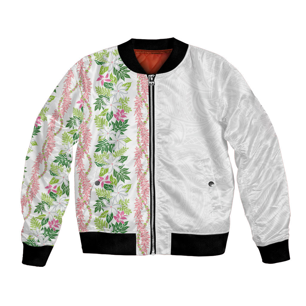 Monstera Tiare Plumeria Bomber Jacket Green Polynesian Pattern LT01 Unisex Green - Polynesian Pride