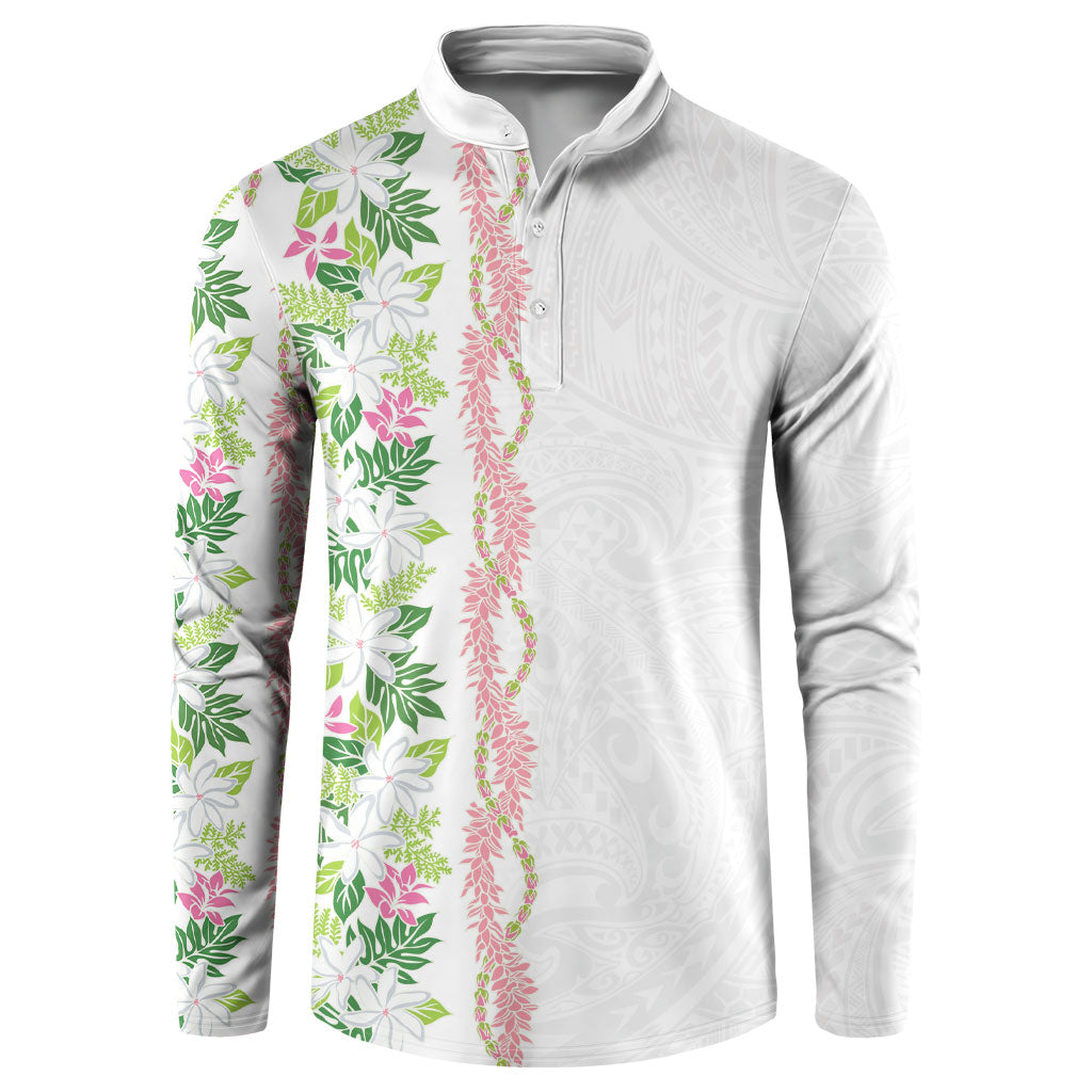 Monstera Tiare Plumeria Button Sweatshirt Green Polynesian Pattern LT01 Green - Polynesian Pride