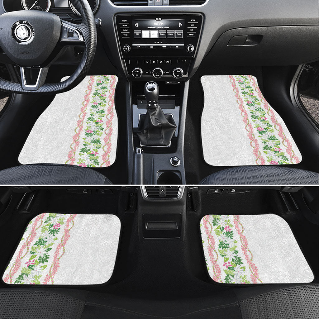 Monstera Tiare Plumeria Car Mats Green Polynesian Pattern LT01 Set 4pcs Green - Polynesian Pride